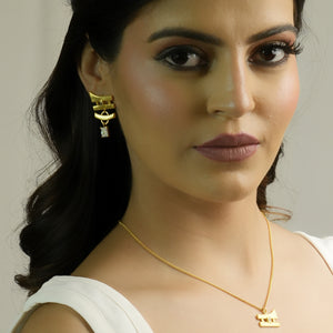 Samurai White Crystal Earring