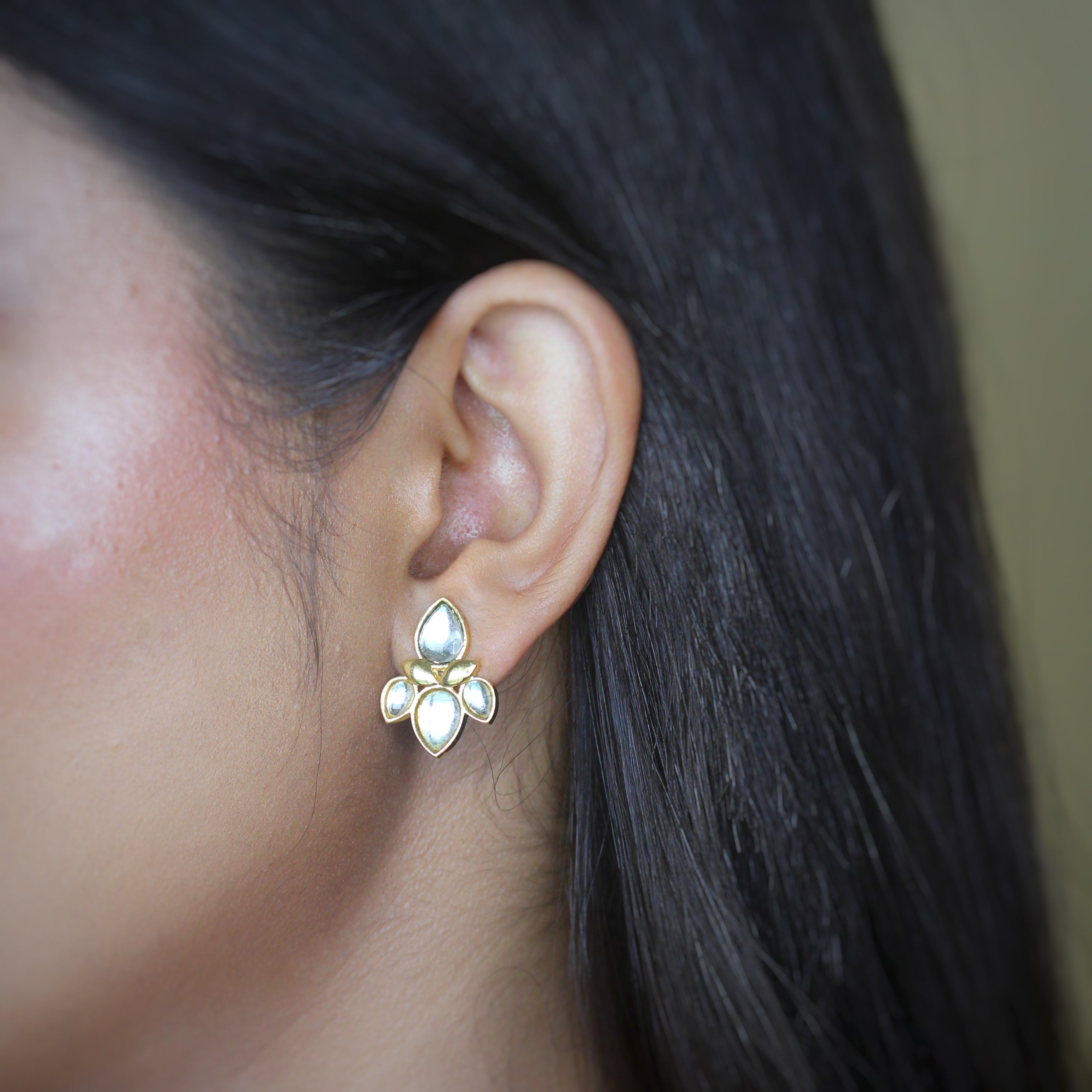 Sitara Stud Art Deco Lotus Earring
