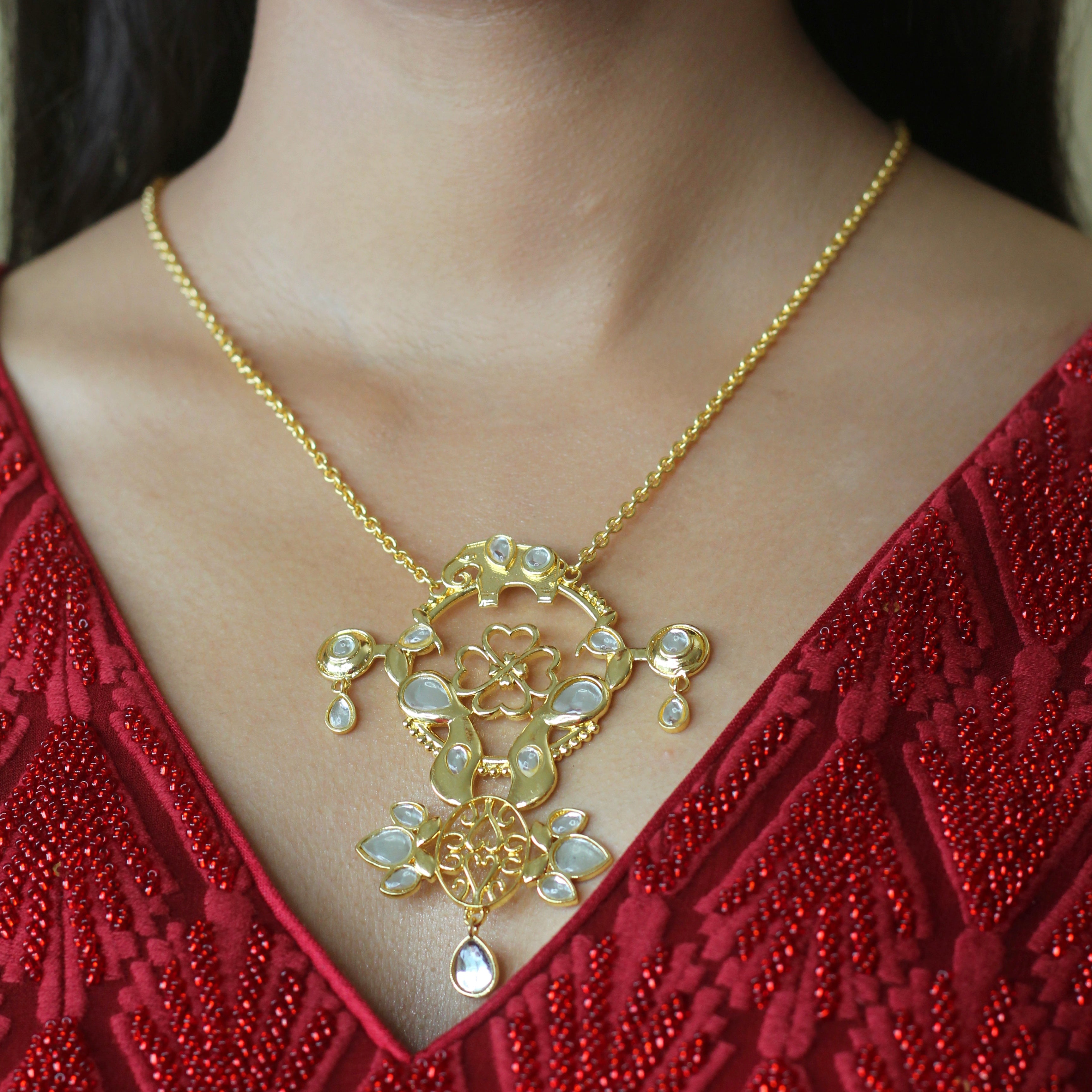 Sitara Statement Peacock Long Necklace