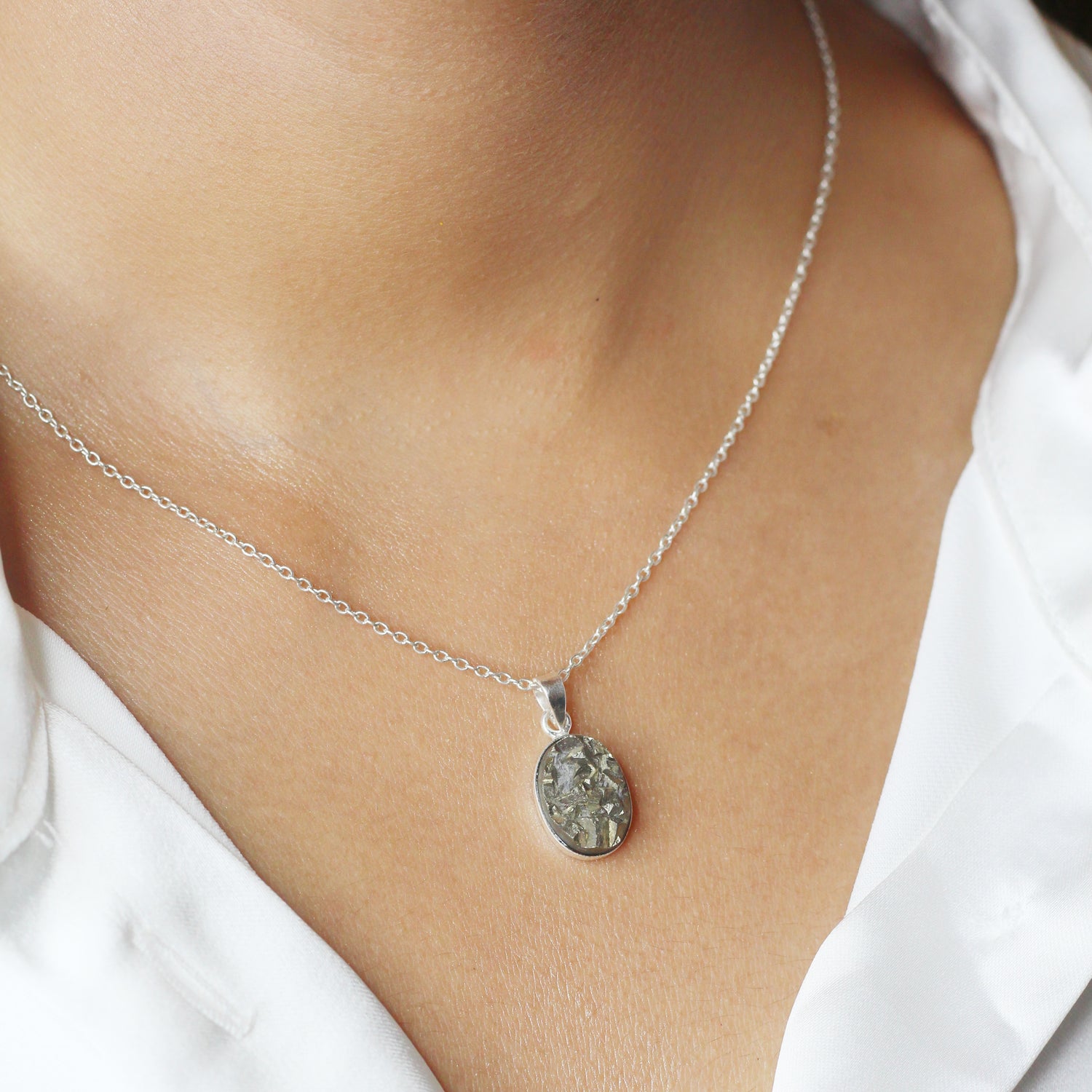 PREORDER - NECKLACE - Pyrite Natural Form 92.5 Silver Necklace