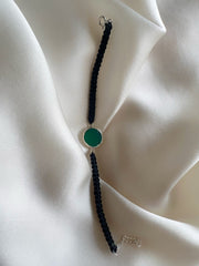 May Birthstone –  Green Onyx  92.5 Silver Bracelet