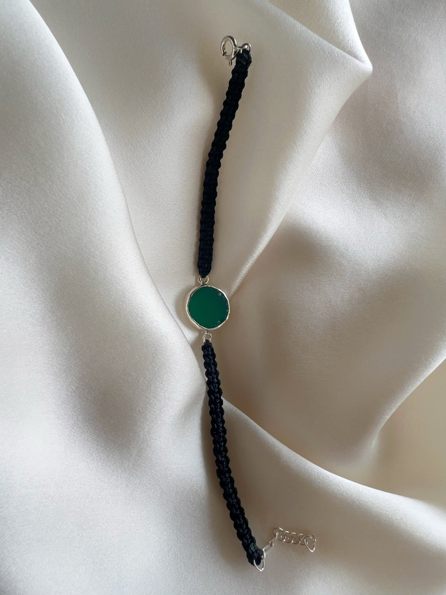May Birthstone –  Green Onyx  92.5 Silver Bracelet