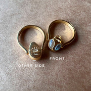 Lucky Ladybug  Labradorite 92.5 Silver Ring  with 22k Gold Plated