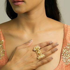 Lotus Rectangular Pearl Ring
