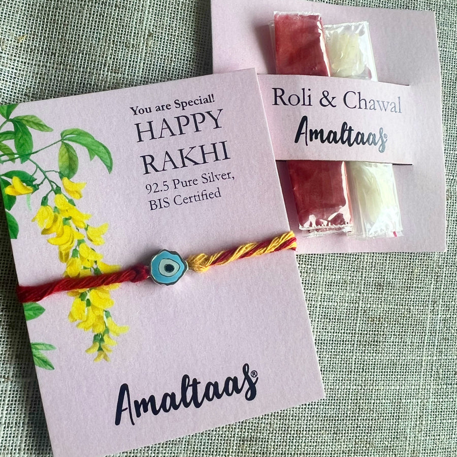 KIDS RAKHI - Nazar EvilEye Enamel – 92.5 Silver Rakhi