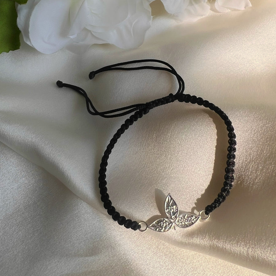 Men -  Om Namah Shivaya Bel Patra (Sacred Leaf) 92.5 Silver Bracelet
