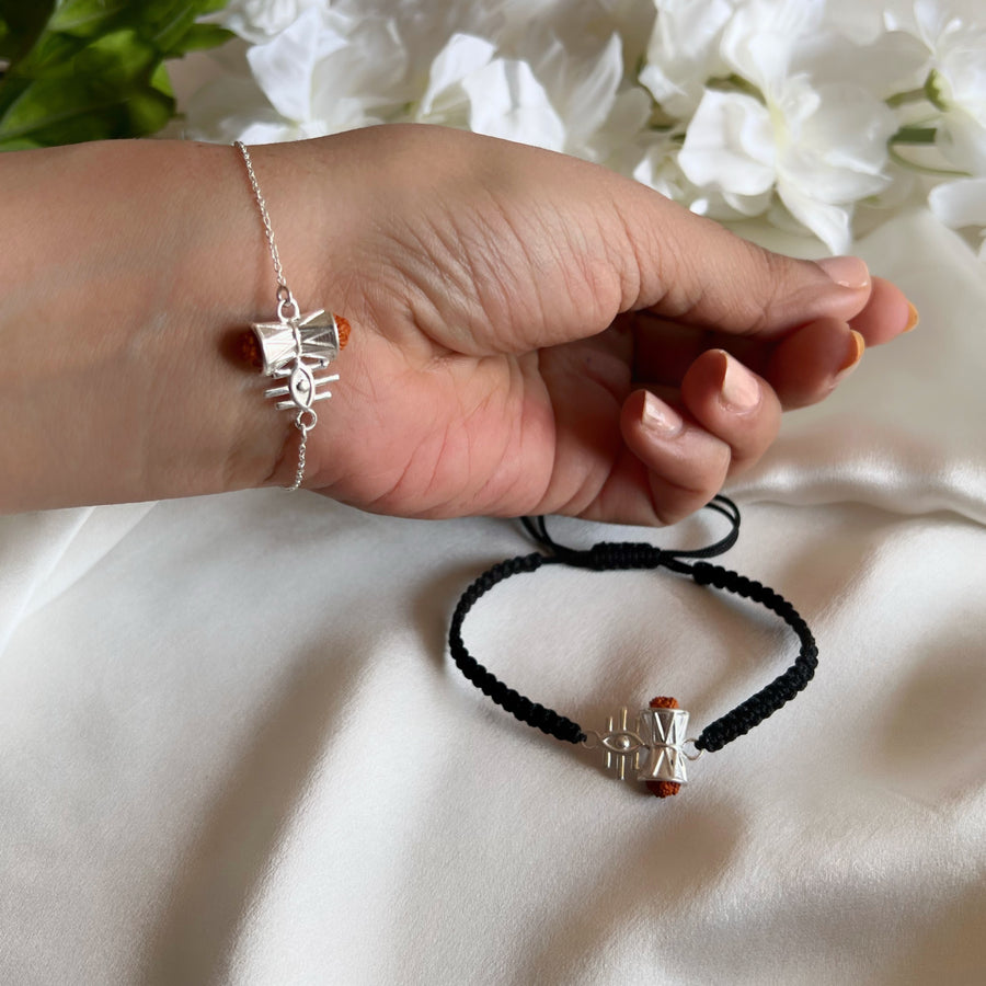 PREORDER - COUPLE - Triveni Damru  92.5 Silver Bracelets