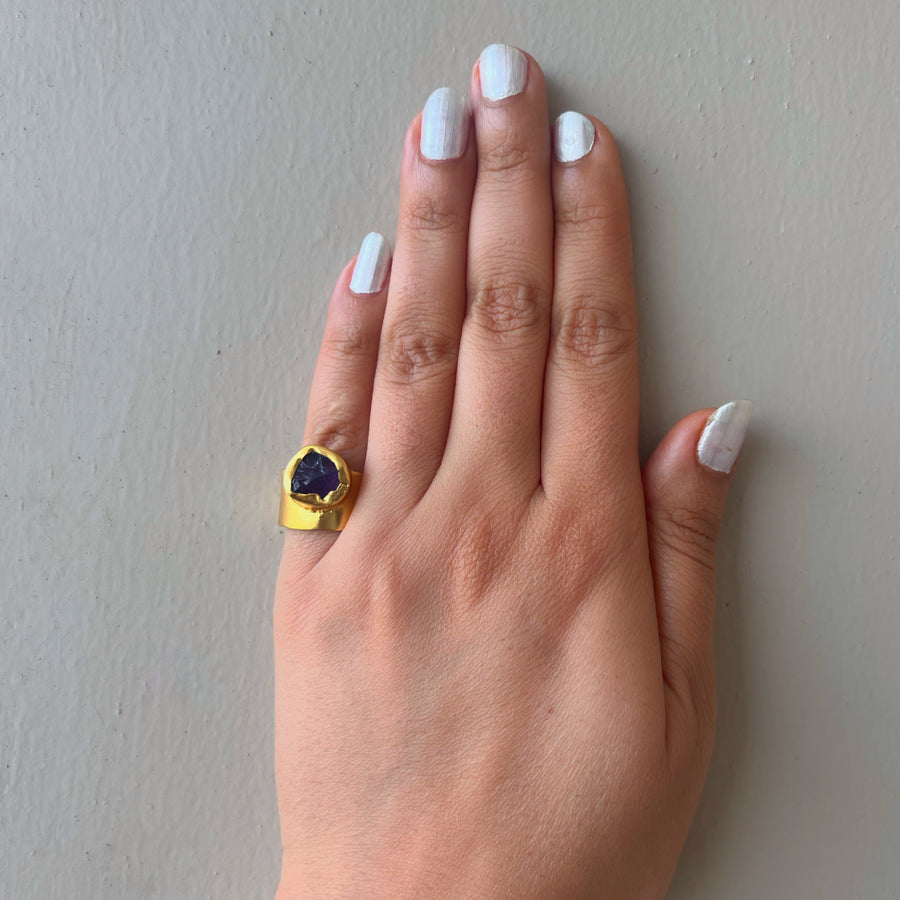 Amethyst Little Finger Open Ring - Main Image