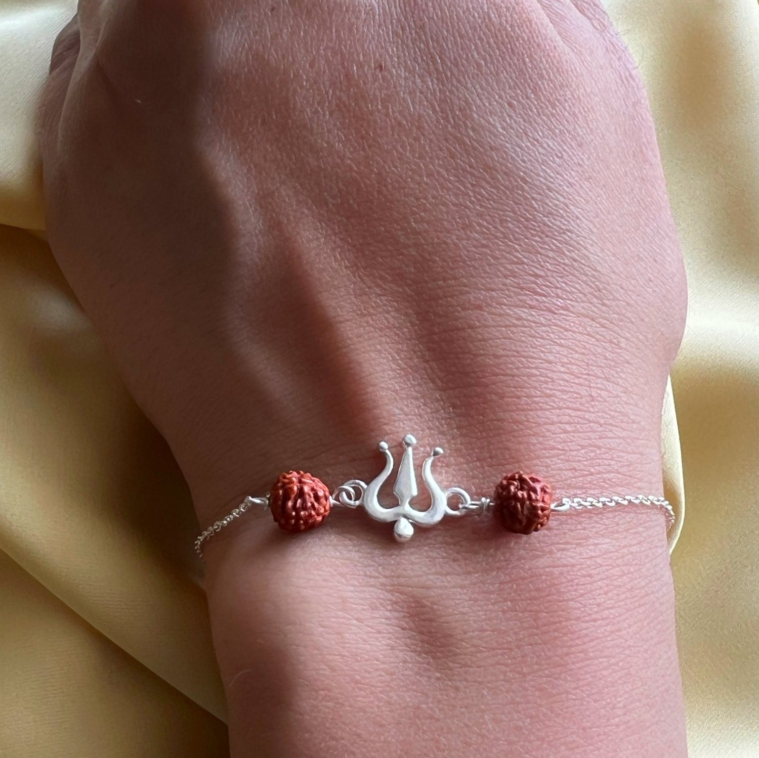 Women - Mahadev's Trishul with Double Rudraksha 92.5 Silver Bracelet
