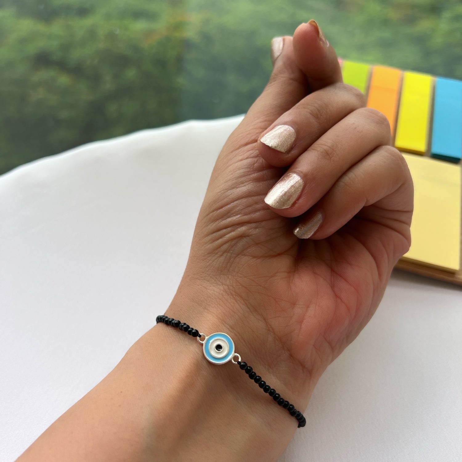 Women - EvilEye Black Onyx Nazar 92.5 Silver Bracelet