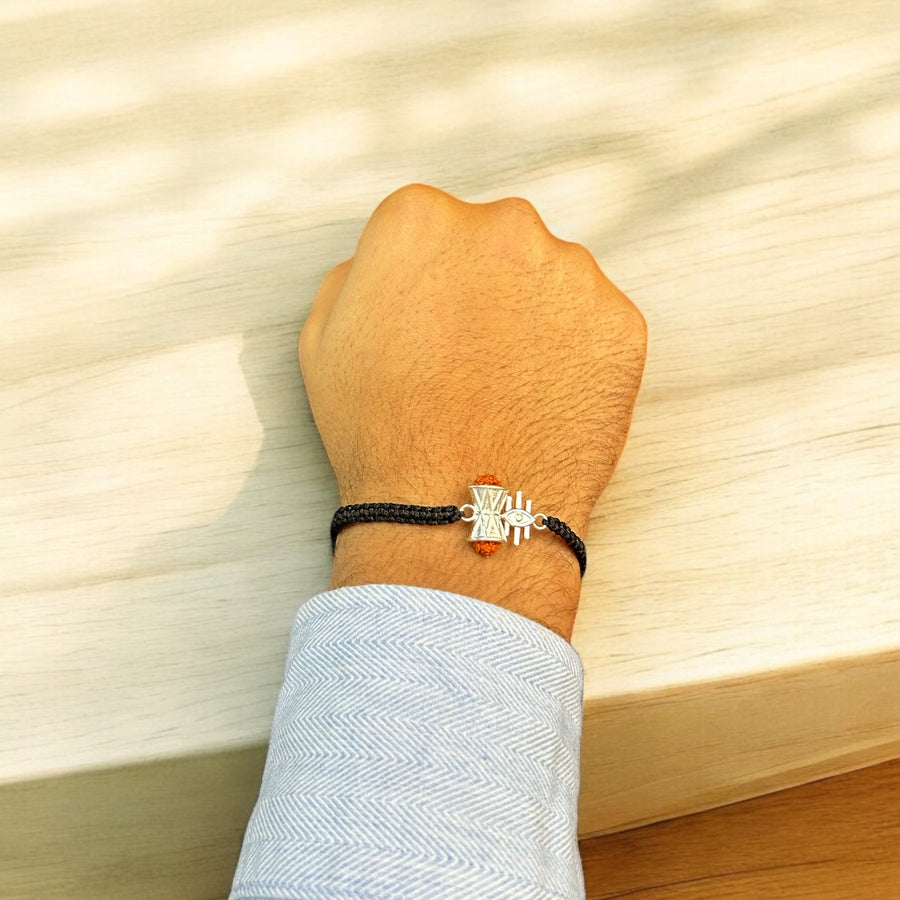 PREORDER - Men - Triveni Damru 92.5 Silver Bracelet