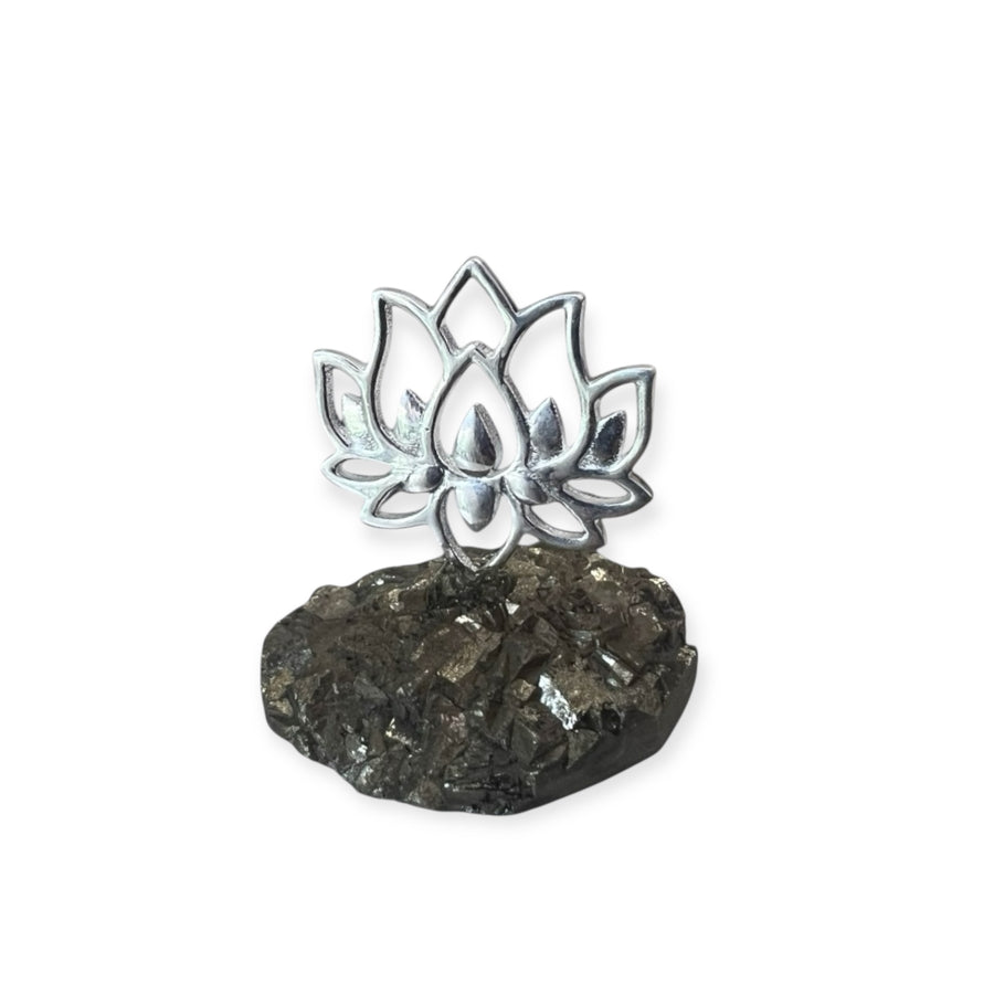 Blessed Lotus in 92.5 Silver With Pyrite