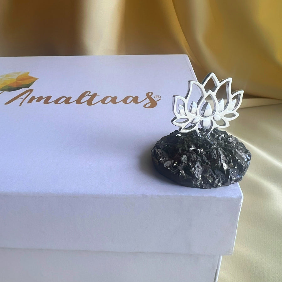 Blessed Lotus in 92.5 Silver With Pyrite