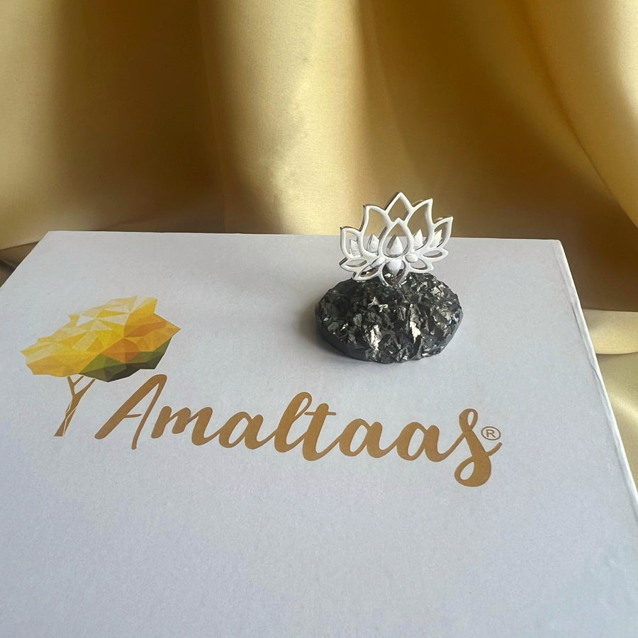 Blessed Lotus in 92.5 Silver With Pyrite