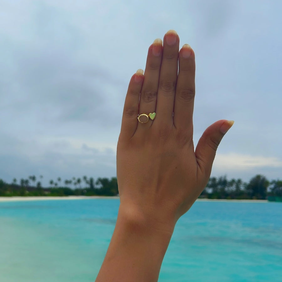 My Heart Rose-quartz Ring - 92.5 Silver ( with 22k Gold Plating)