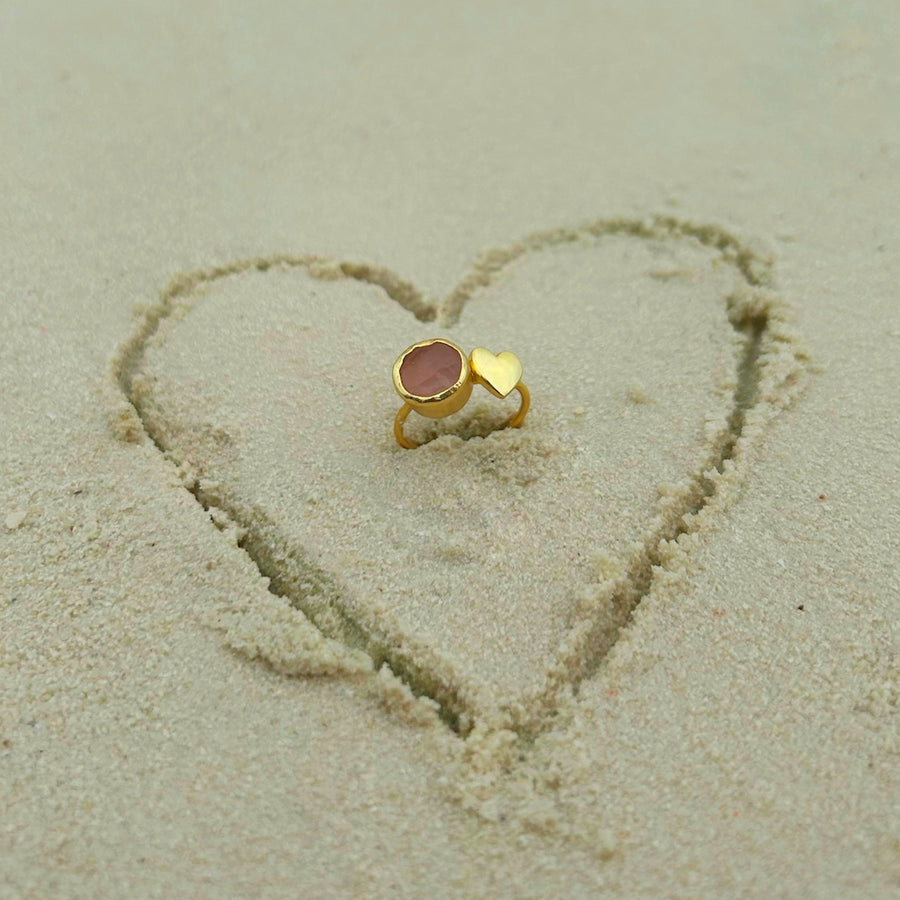 My Heart Rose-quartz Ring - 92.5 Silver ( with 22k Gold Plating)