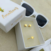My Heart- Shaped Studs & Ring Set - 92.5 Silver (with 22k Gold Plating)