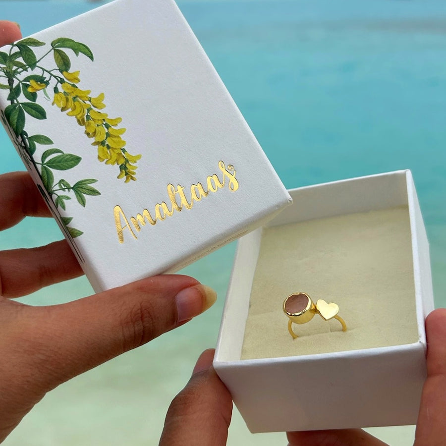 My Heart Rose-quartz Ring - 92.5 Silver ( with 22k Gold Plating)