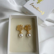 Petal Pearl Earring - Semi Precious Gemstone