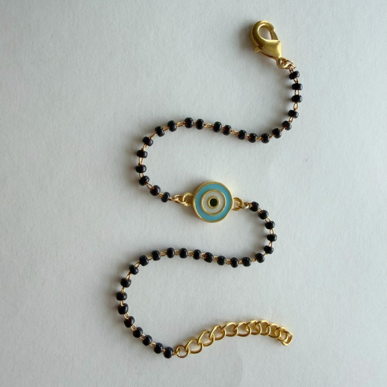 Women EvilEye Nazar Guardian 22k Gold-plated Brass Bracelet with Black Onyx