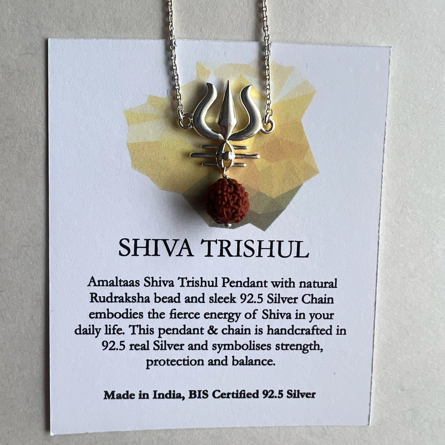 Unisex Necklace - Trishul with Rudhraksh Necklace