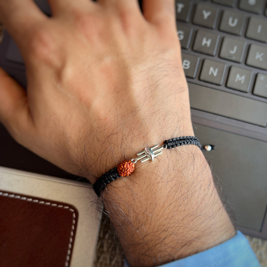 MEN - Third Eye with Rudraksha 92.5 Silver Bracelet