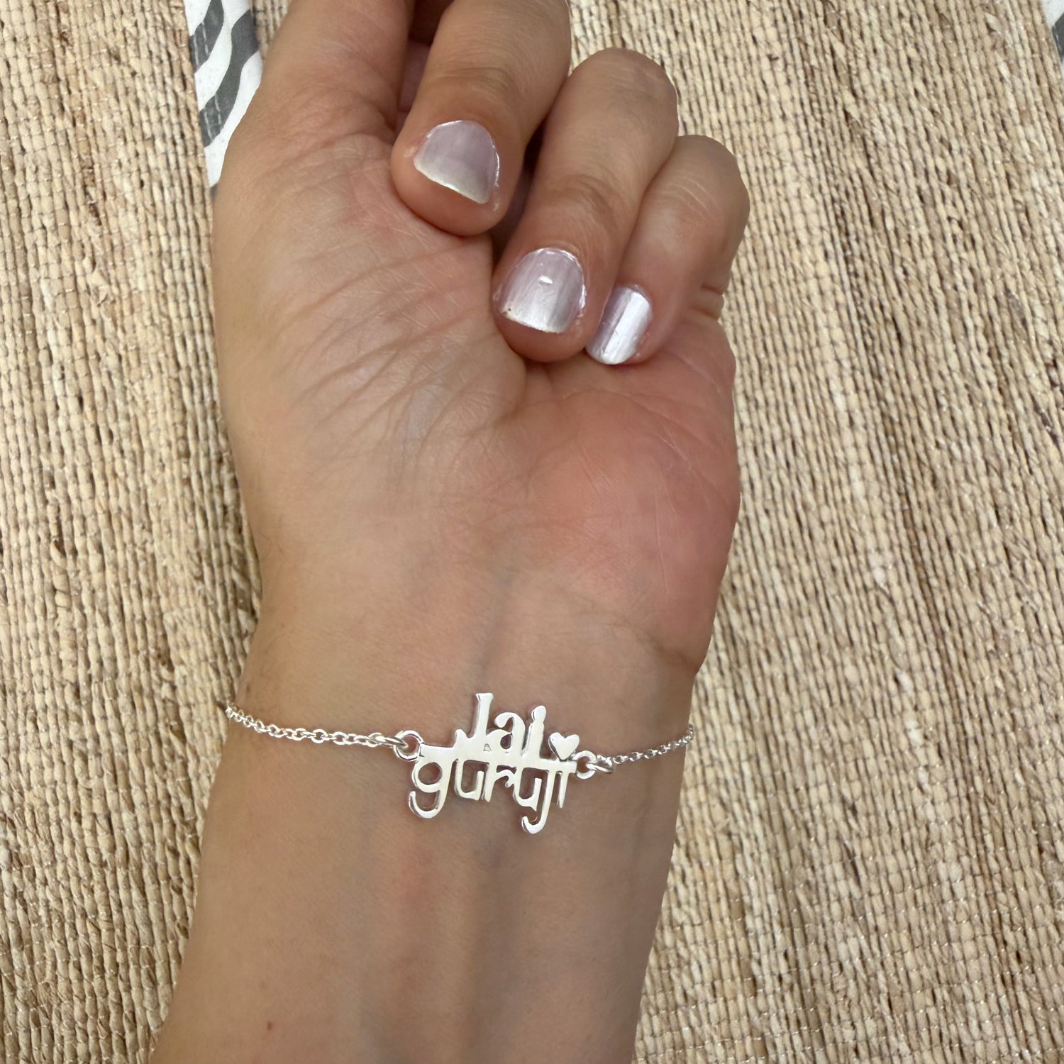 Women - Jai Guruji Blessings 92.5 Silver Bracelet with Chain