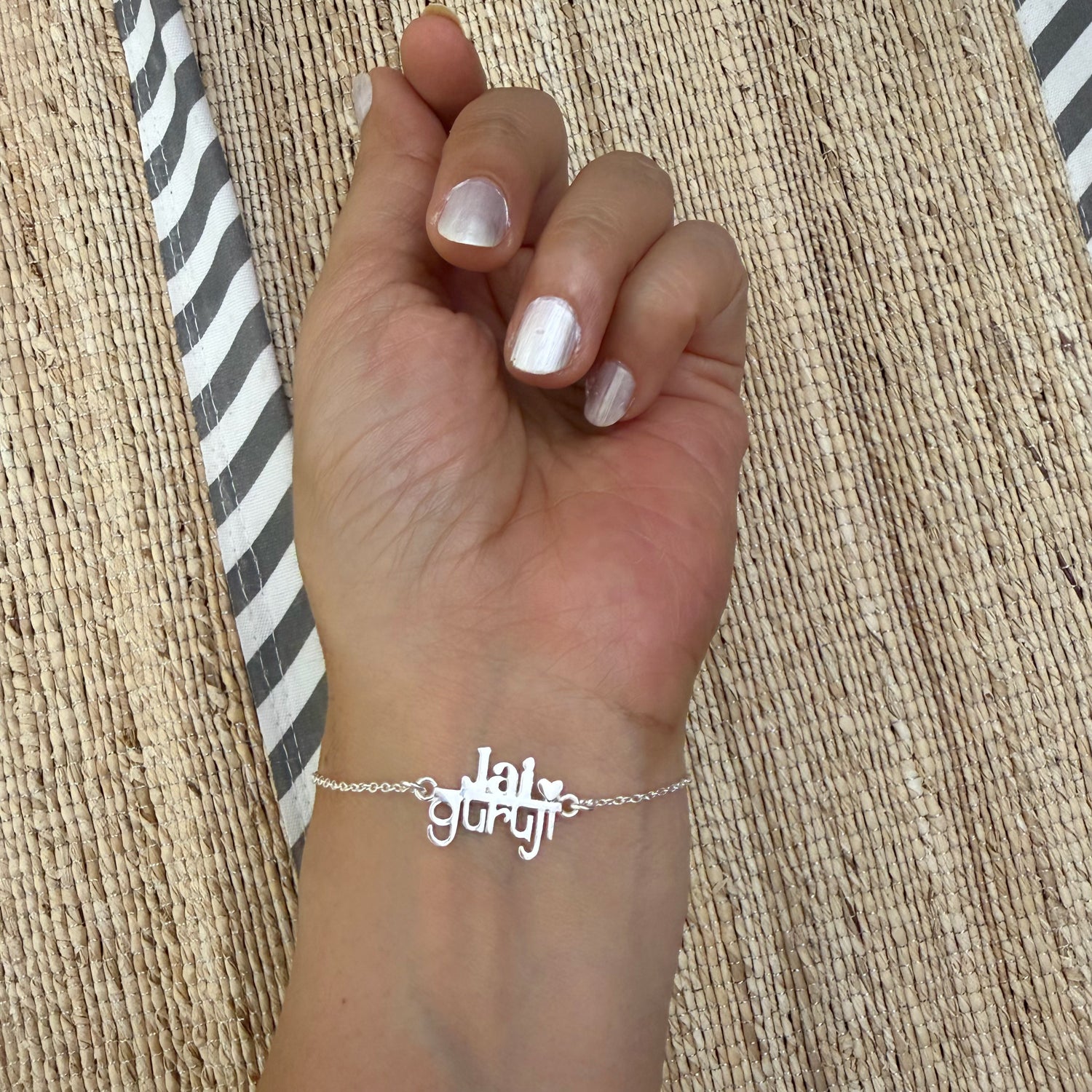 Women - Jai Guruji Blessings 92.5 Silver Bracelet with Chain