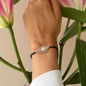 WOMAN- Kanha Morpankh 92.5 Silver Bracelet with Black Onyx Beads