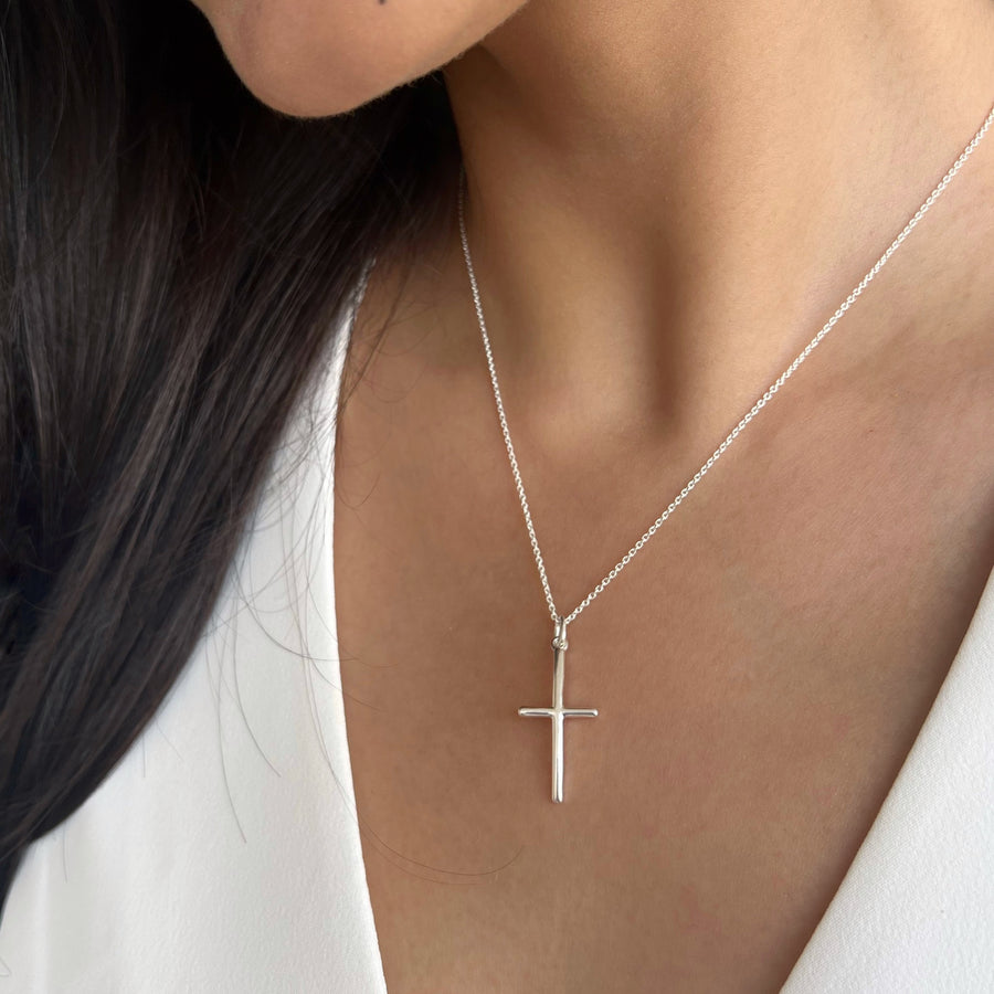 Unisex Necklace - Grateful Cross of Blessings 92.5 Silver