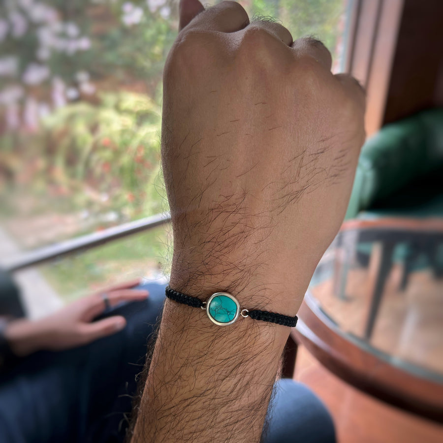 MEN - Neelkanth Blue Turquoise 92.5 Silver Bracelet