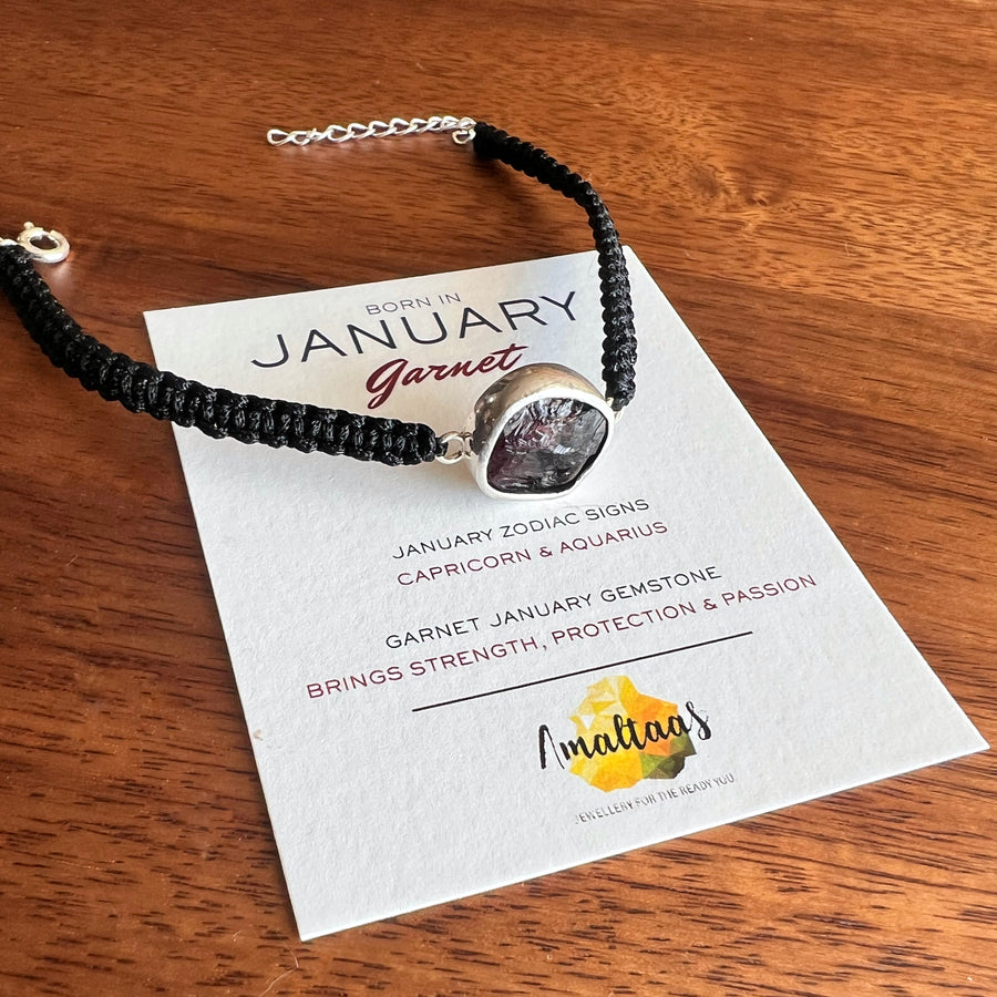 January Birthstone – Garnet 92.5 Silver Bracelet