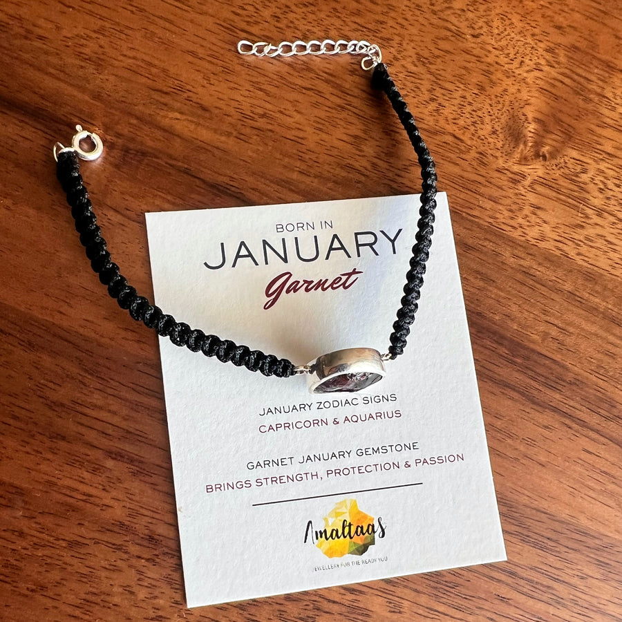 January Birthstone – Garnet 92.5 Silver Bracelet