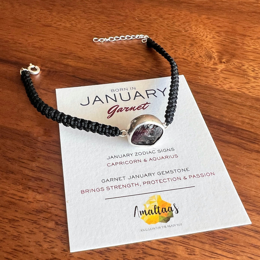 January Birthstone – Garnet 92.5 Silver Bracelet