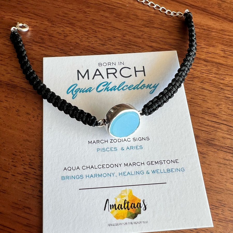 March Birthstone – Aqua Chalcedony 92.5 Silver Bracelet