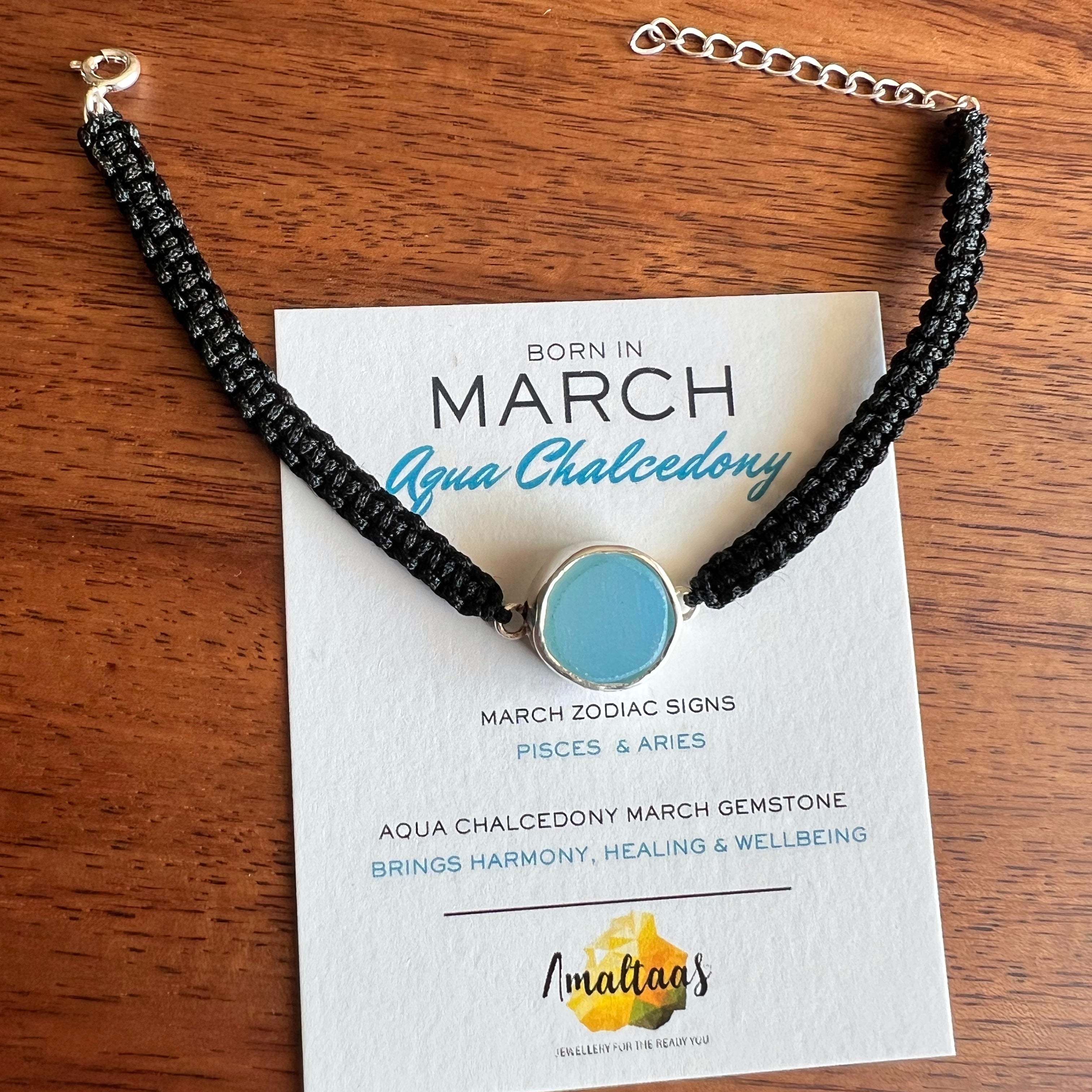 March Birthstone – Aqua Chalcedony 92.5 Silver Bracelet