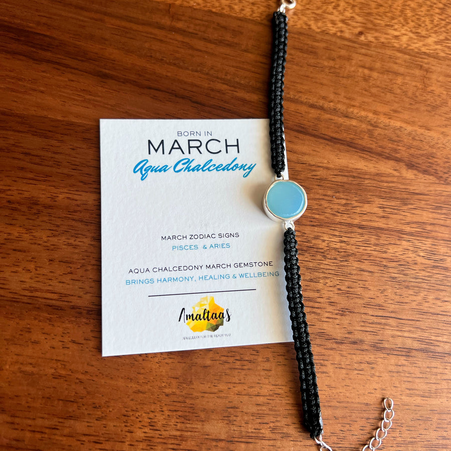 March Birthstone – Aqua Chalcedony 92.5 Silver Bracelet