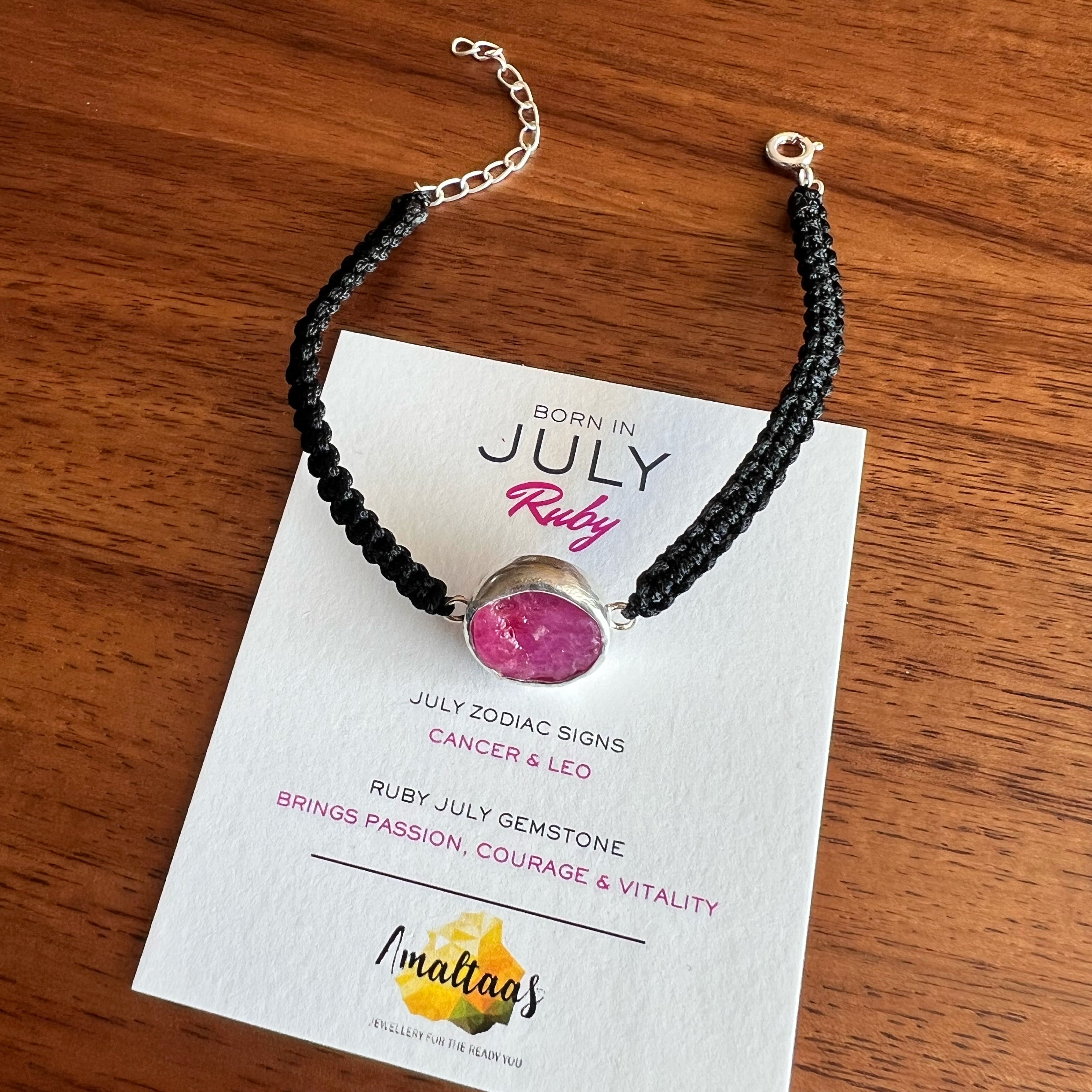 PREORDER - July Birthstone – Ruby 92.5 Silver Bracelet