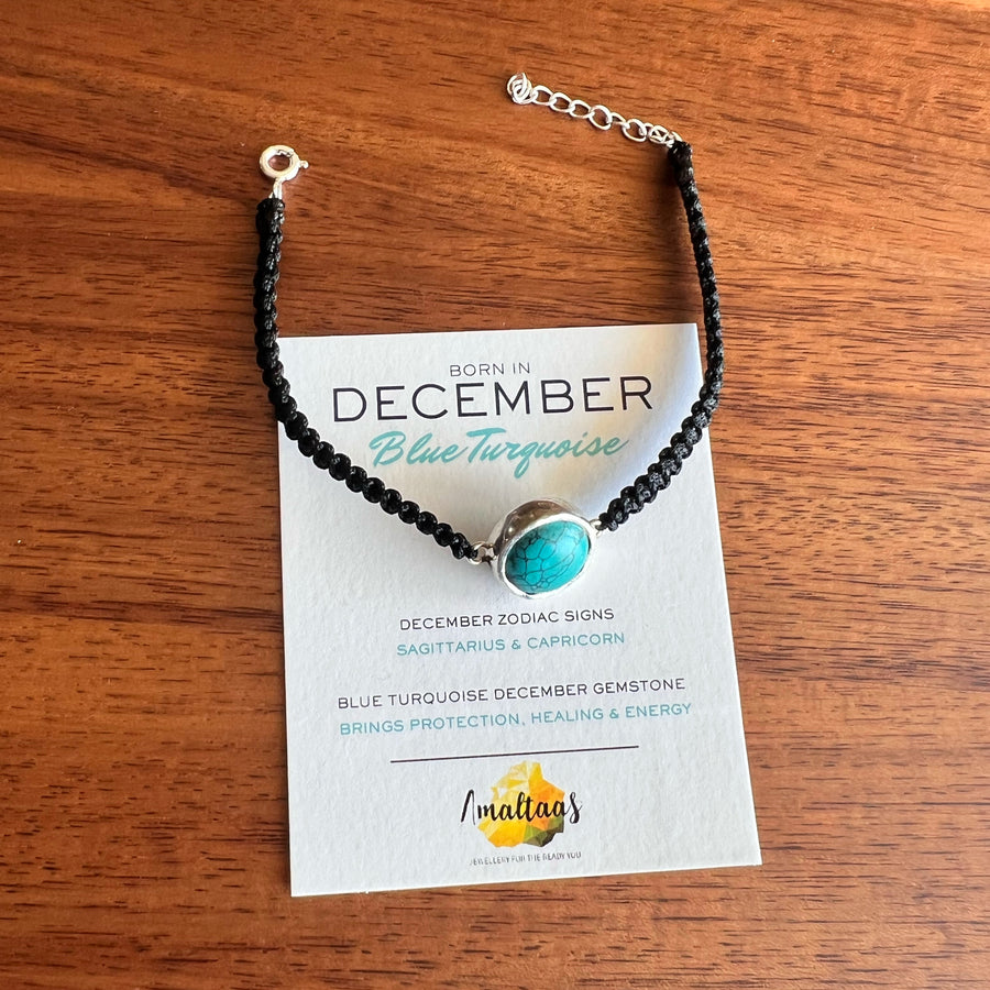 December Birthstone – Blue Turquoise 92.5 Silver Bracelet