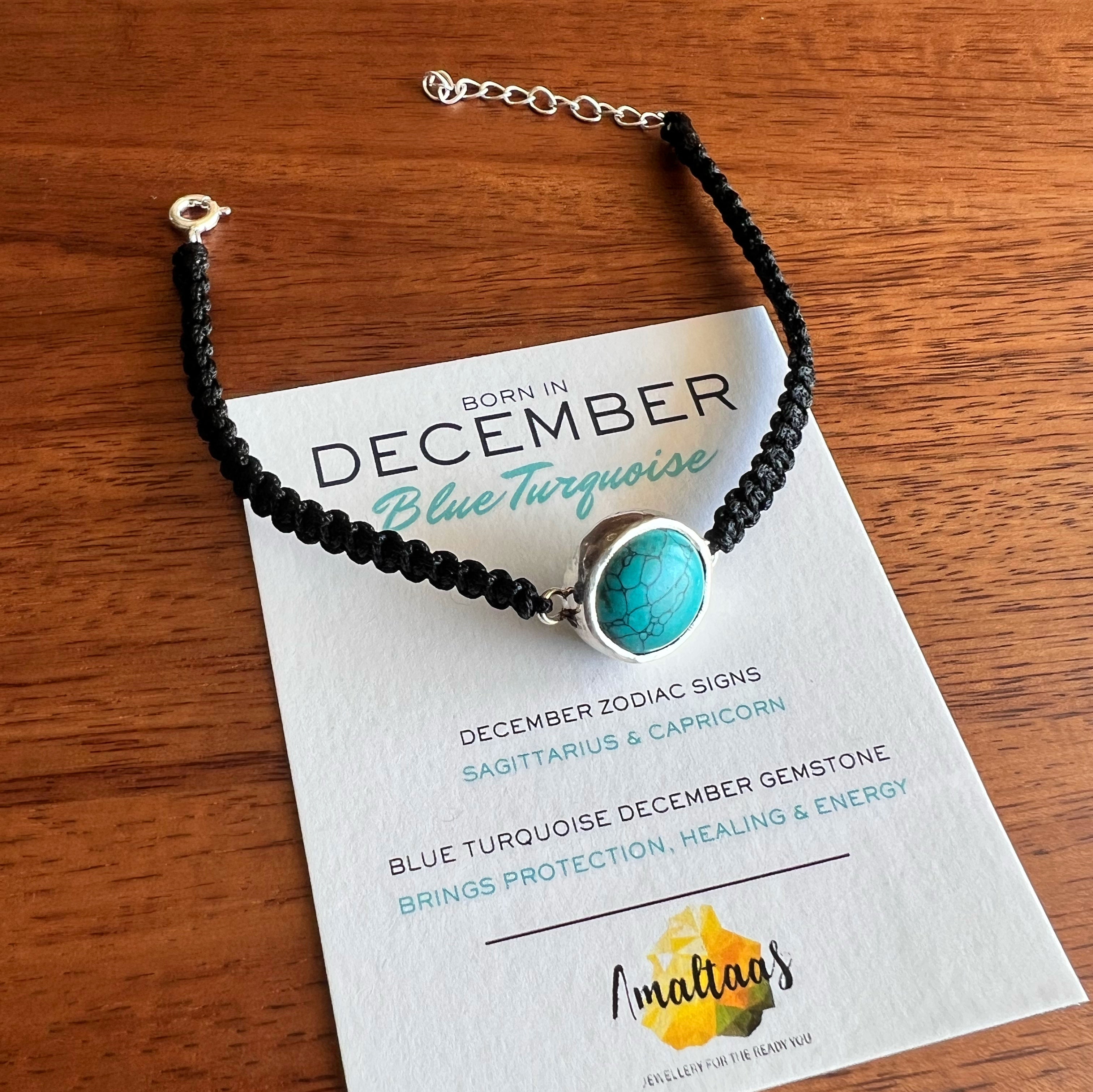 December Birthstone – Blue Turquoise 92.5 Silver Bracelet