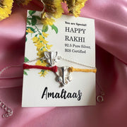 COMBO-Ganesh 92.5 Silver Rakhi for Bhai & Bhabhi