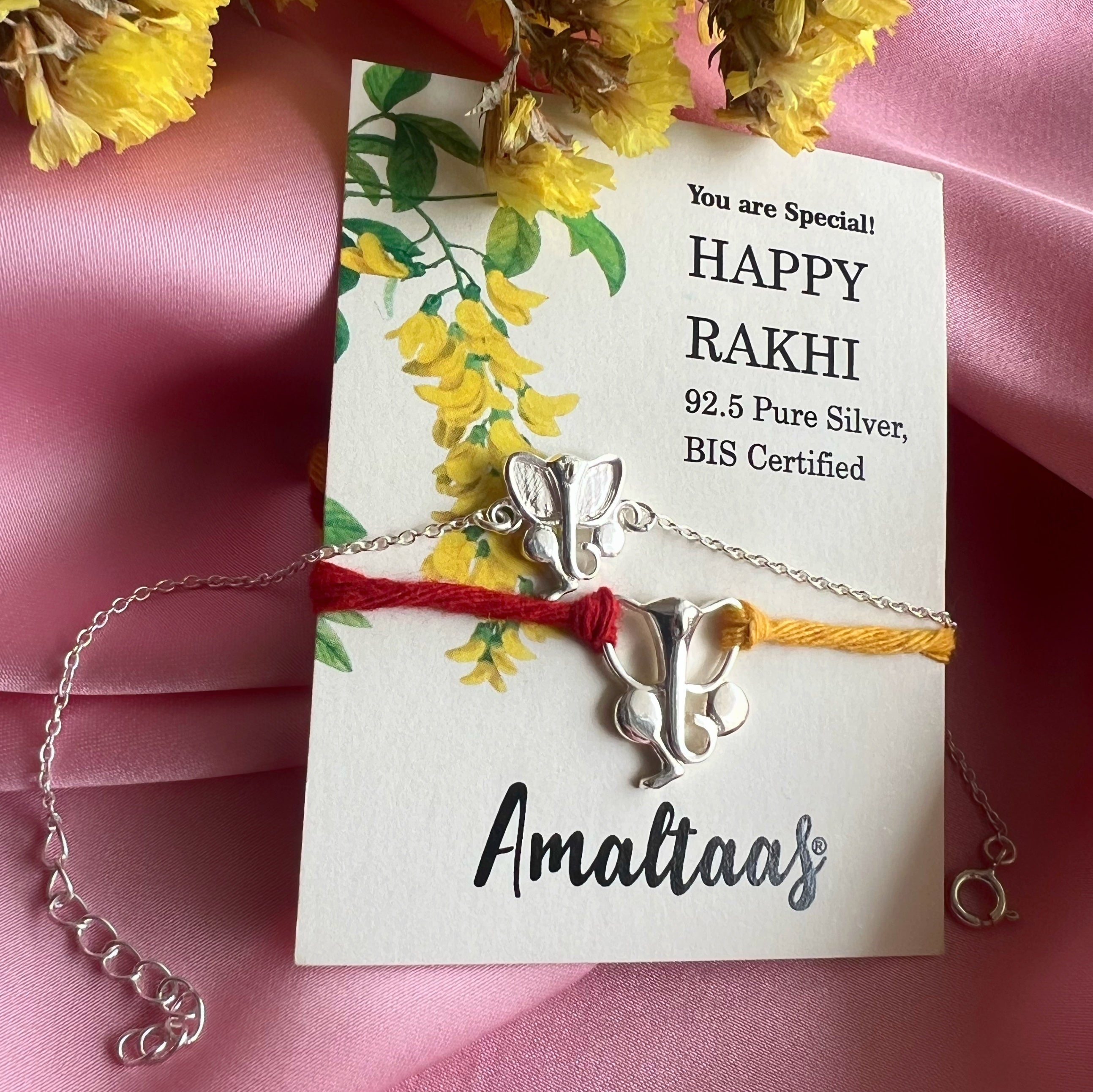 COMBO-Ganesh 92.5 Silver Rakhi for Bhai & Bhabhi