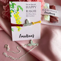 COMBO RAKHI - Bel Patra (Sacred Leaf) 92.5 Silver Rakhi for Bhai & Bhabhi