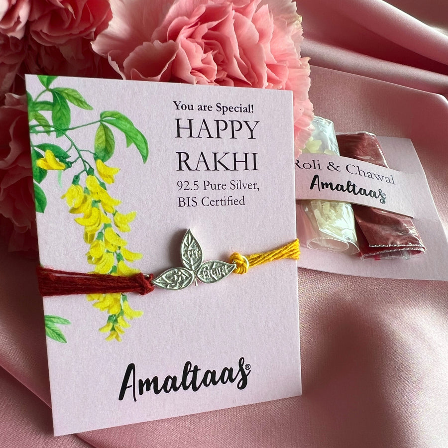 Om Namah Shivaya Bel Patra (Sacred Leaf) 92.5 Silver Rakhi Bracelet