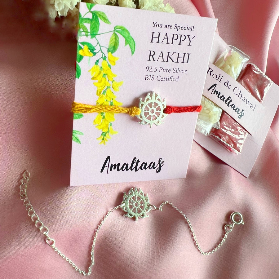 COMBO – Sudarshan Chakra 92.5 Silver Rakhi for Bhai & Bhabhi