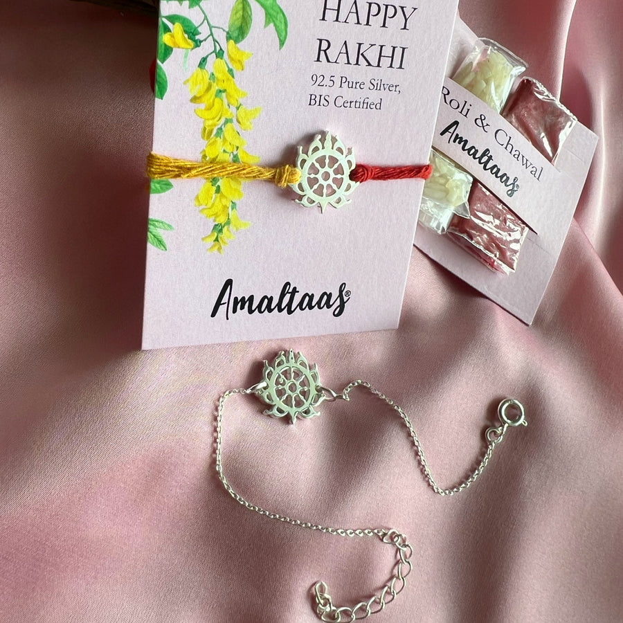 COMBO – Sudarshan Chakra 92.5 Silver Rakhi for Bhai & Bhabhi