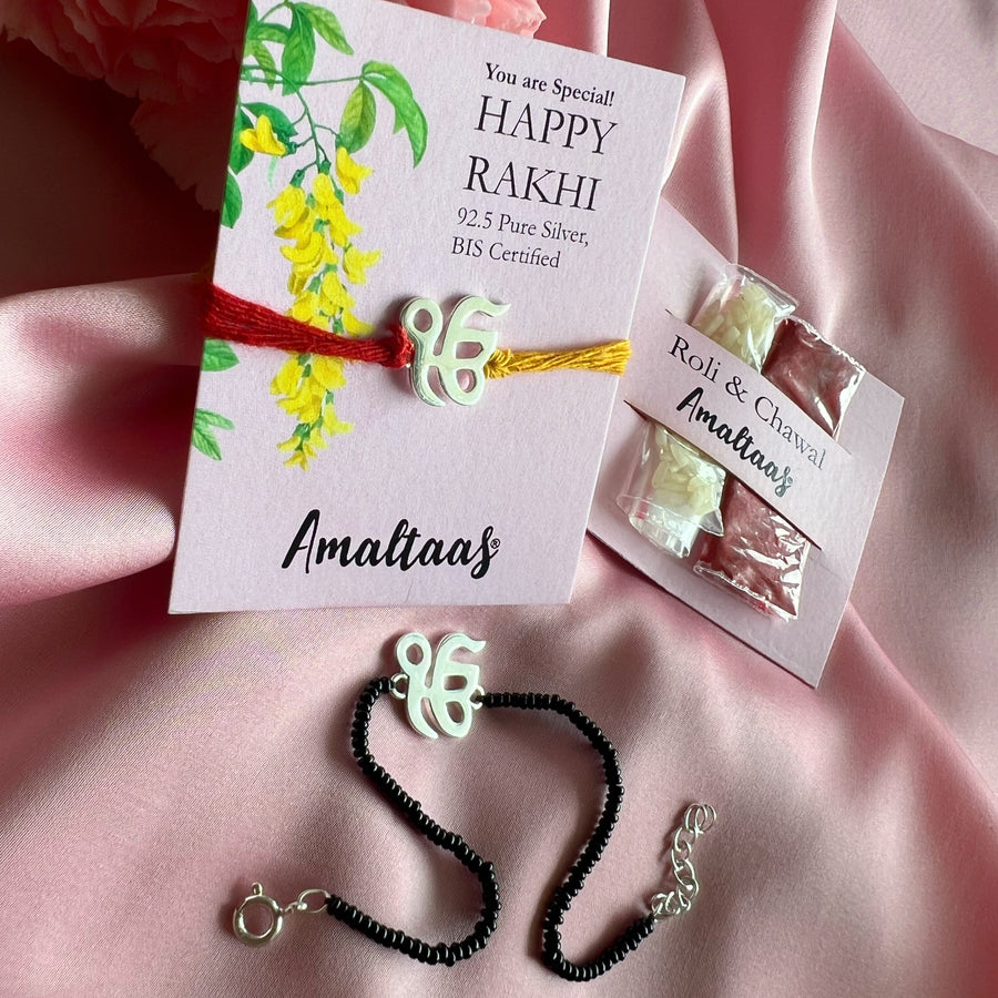 COMBO- Rabb Raakhaa Ek Onkar 92.5 Silver Rakhi For Bhai & Bhabhi