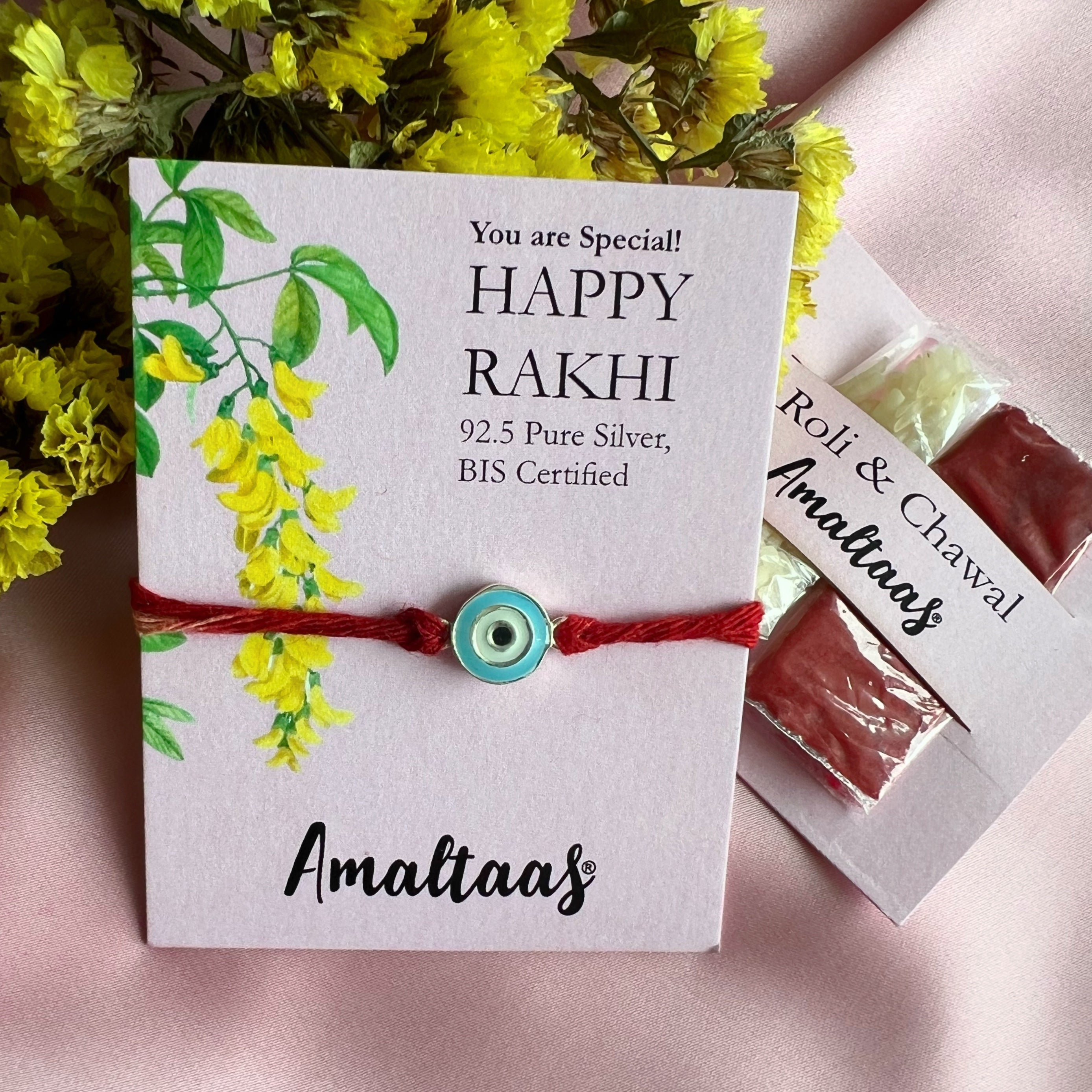 Nazar Evileye Enamel 92.5 Silver Rakhi