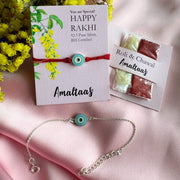 COMBO RAKHI-Nazar Enamel EvilEye 92.5 Silver Rakhi for Bhai & Bhabhi