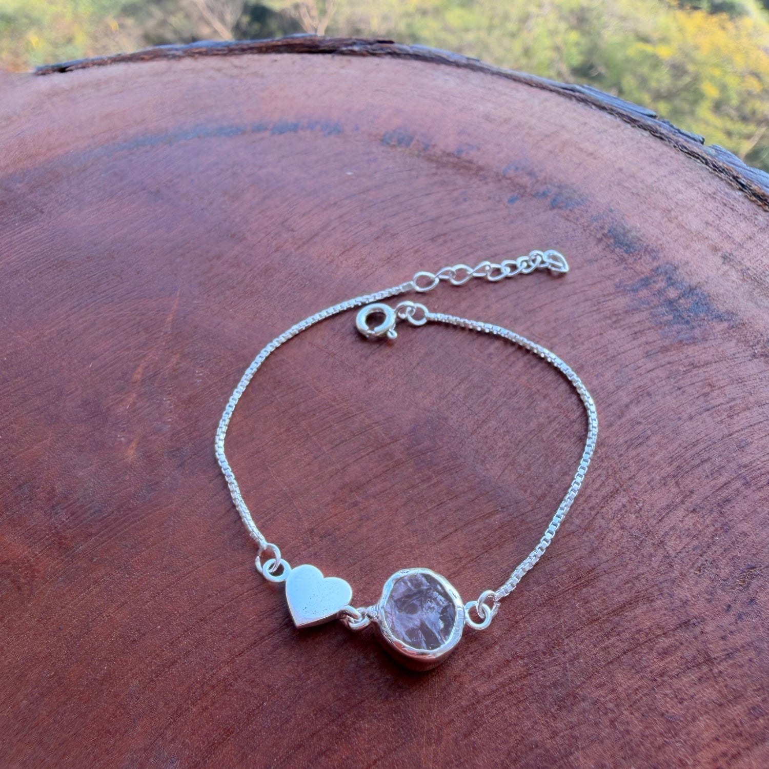 My Heart Bracelet - With Rose-quartz 92.5 Silver